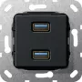 GIRA Ieliktnis USB 568410 3.0A 2-vietu Kup melns matēts (568410)