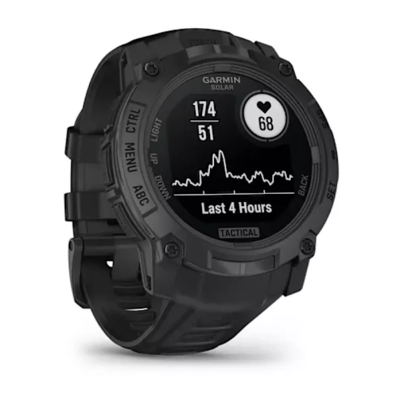Garmin Instinct 3 Solar Tactical Edition 50 mm viedais pulkstenis, melns, ar silikona siksniņu
