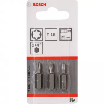 Bosch skrūvgrieža uzgalis Extra Hard, 3 gab., Torx, T15, tērauds, 25 mm