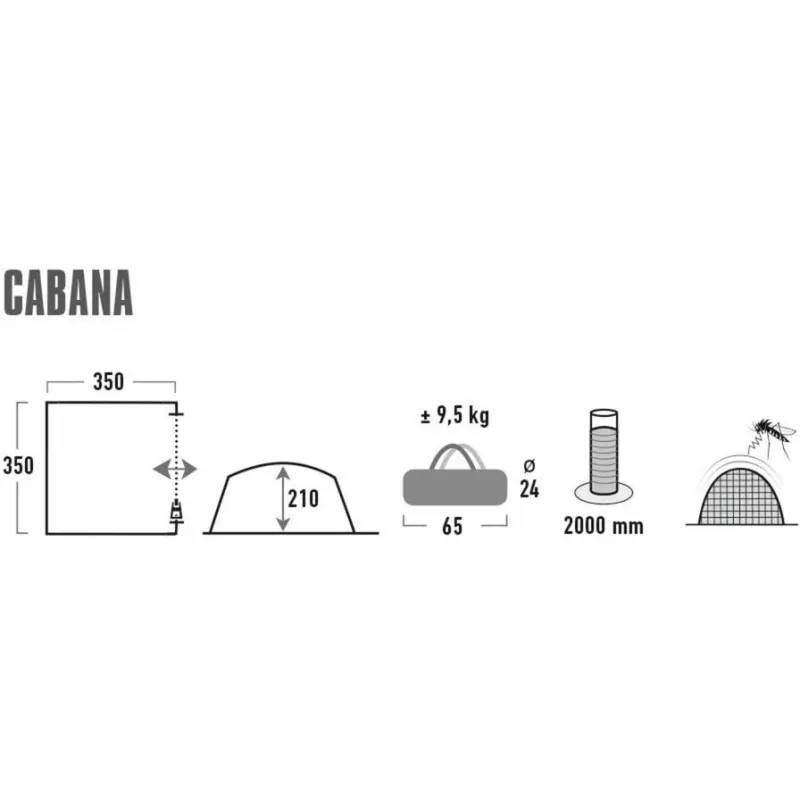 Pavillon Cabana (Pelēks/Laims, 3,5m x 3,5m)