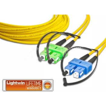 Lightwin LDP-09 SC/APC-SC Duplex vienmodas 9/125µm optiskās šķiedras savienojuma kabelis, 2 m
