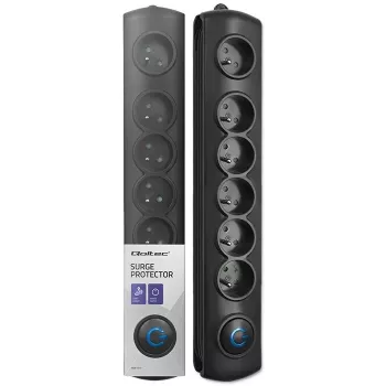 Pārsprieguma aizsargs Qoltec 50112 Melns 6 kontaktligzdas 230V 3m