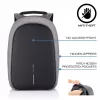 XD Design Bobby Hero Regular P705.292 pretaizdzīšanas mugursoma, paredzēta 15,6 collu portatīvajam datoram un 12,9 collu planšetei, 16 l, USB uzlādes pieslēgvieta, RFID kabata, pelēkā krāsā