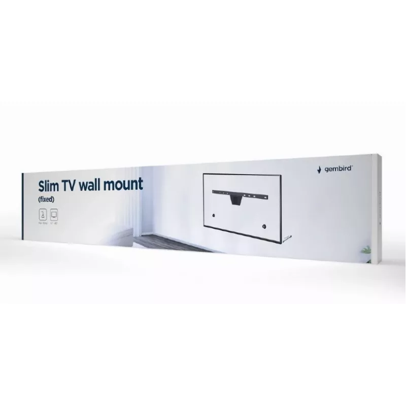 Gembird WM-S80F-01 plakans fiksēts televizora sienas stiprinājums 37–80" (2,03 m), VESA līdz 600x400, līdz 50 kg, melns