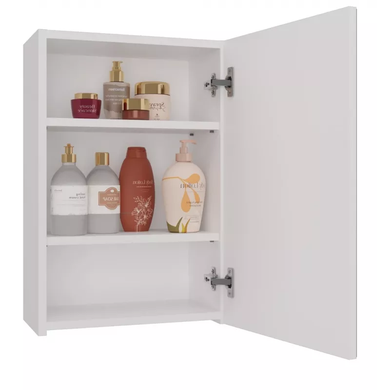 Vannas istabas sienas skapis POLA 1DL BIEL — 400×220×600 mm, 3 plaukti, balts