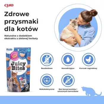 Slapjie kaķu gardumi INABA Juicy Bites Vistas gaļa un Tuncis 3 x 11 g paciņas, bezgraudu, olbaltumvielas 24%, mitrums 71%