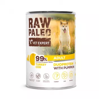 RAW PALEO Duoprotein Tītars & Menca Suņu Barība Slapjā Veidā - Pieaugušiem Suņiem - 400g