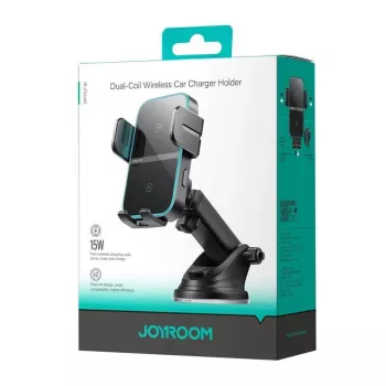 Joyroom JR-ZS246S auto paneļa turētājs ar bezvadu lādētāju, melns
