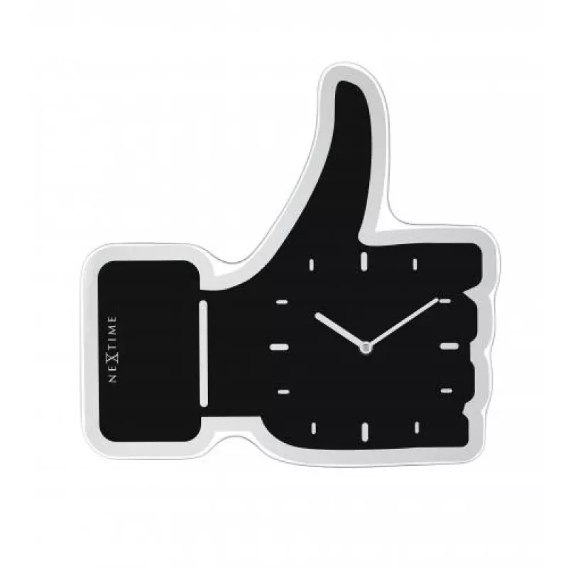 NeXtime klok 3072zw Thumbs up, 40.5x41 cm, sienas, melns/sudrabs