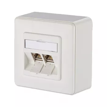 METZ CONNECT BTR E-DAT modulis 8/8(8) AP - sienas kārba - RJ-45 X 2 - tīri balts, RAL 9010 (1309120002-E)