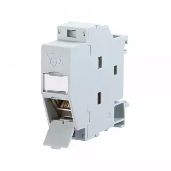 METZ CONNECT REGplus IP20 E-DAT modulis, CAT 6A ligzda DIN sliedei TH35, pelēka