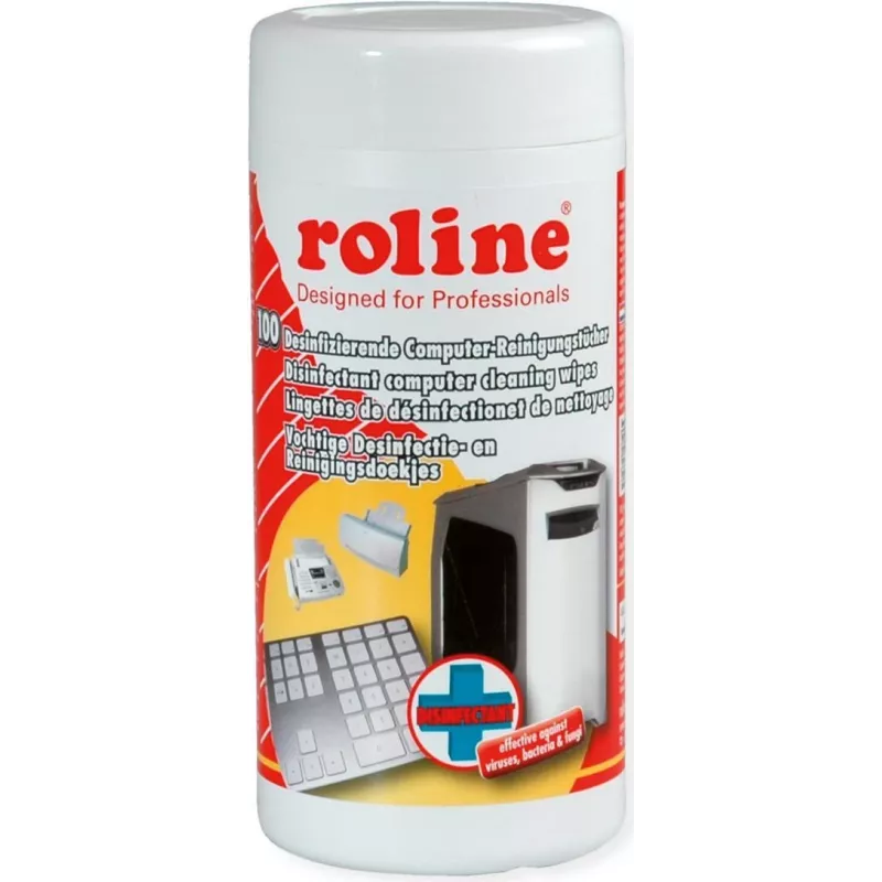 ROLINE dezinfekcijas datoru tīrīšanas salvetes, 100 gab.