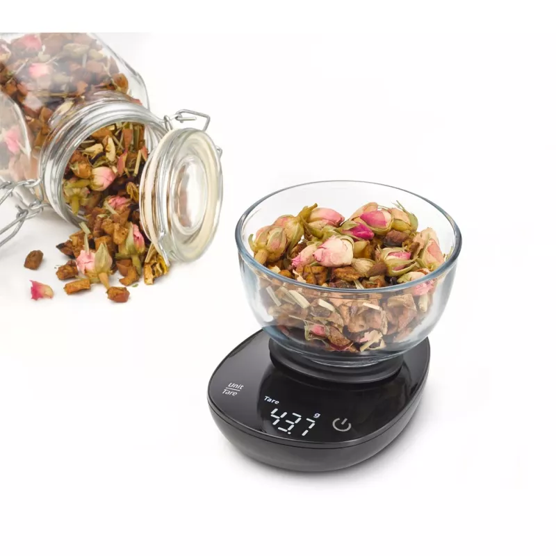 Virtuves svari Caso FinoCompact 03201 – 0,5 kg, 1 g iedaļa, LED displejs, nerūsējošais tērauds/melns