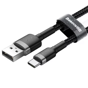 Baseus Cafule USB uz USB-C 3A 1m (pelēks-melns)