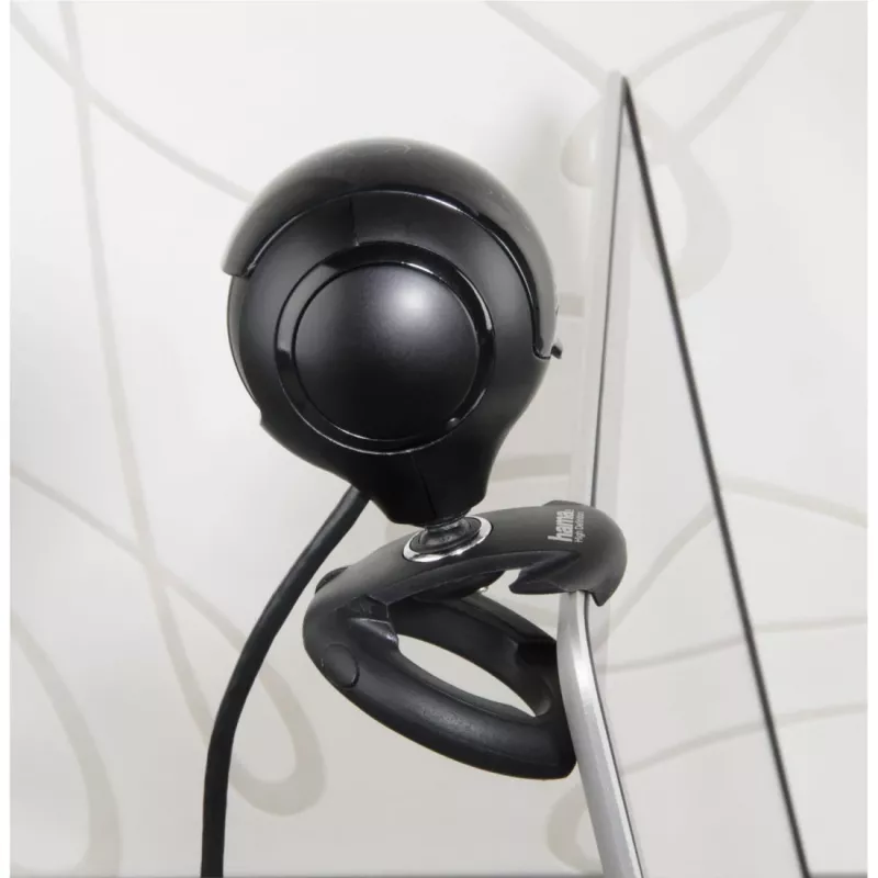 Hama 00053950 Spy Protect HD tīmekļa kamera, 1,3 MP, 1280 x 720, 30 kadri/s, iebūvēts mikrofons, USB 2.0, melna