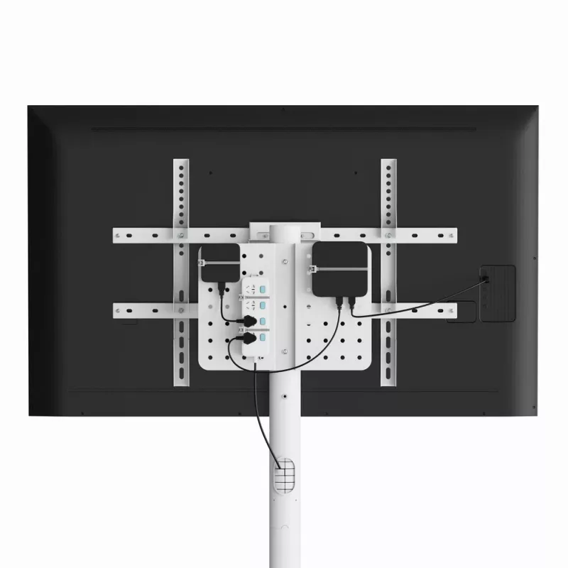 Grīdas TV statīvs GEMBIRD TVS-86TR-01-W 37–86 collu televizoriem, balts, grozāms un slīpējams, VESA 200x200–600x400, max slodze 50 kg