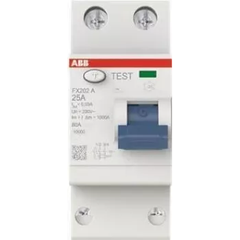 ABB noplūdes strāvas aizsargs FX202A-25/0.03 2P A tips 25A 30mA (2CSF202165R1250)