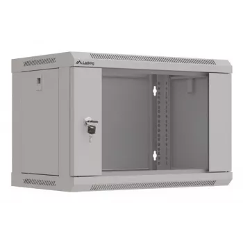 Montāžas skapis LANBERG WF03-5306-10S 19 collu 6U pelēks ar stikla durvīm