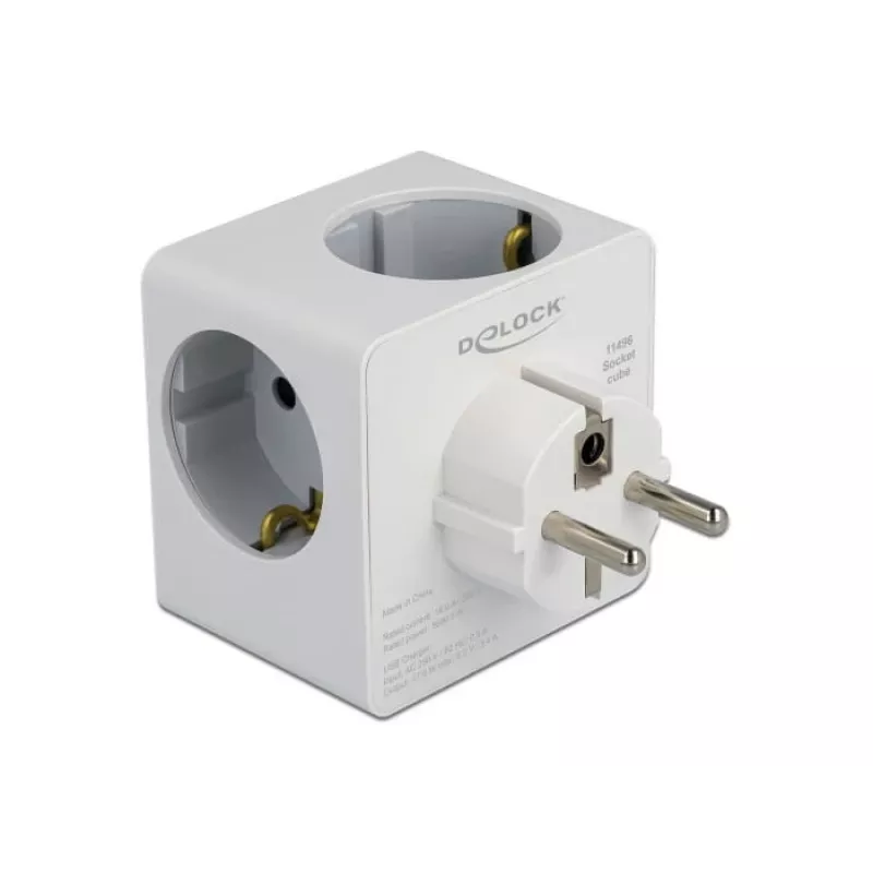 DeLOCK 11496 Strāvas adapteris ar 2 USB portiem, 5V 2.4A 3A, F tipa kontaktdakša