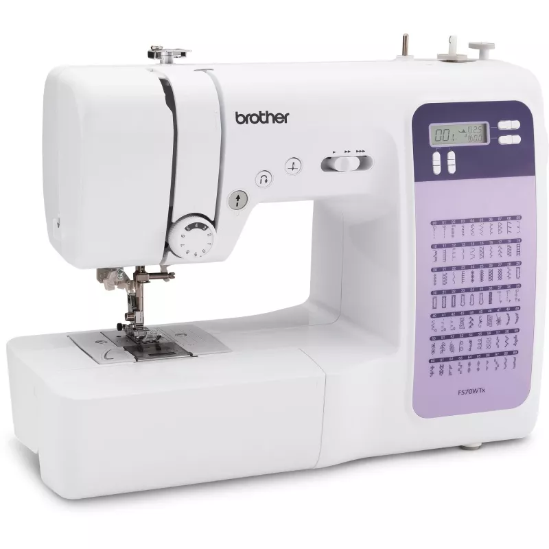 Šujmašīna Brother FS70WTx — 70 dūrienu raksti, LCD displejs, 750 SPM, 5 mm garums, 7 mm platums