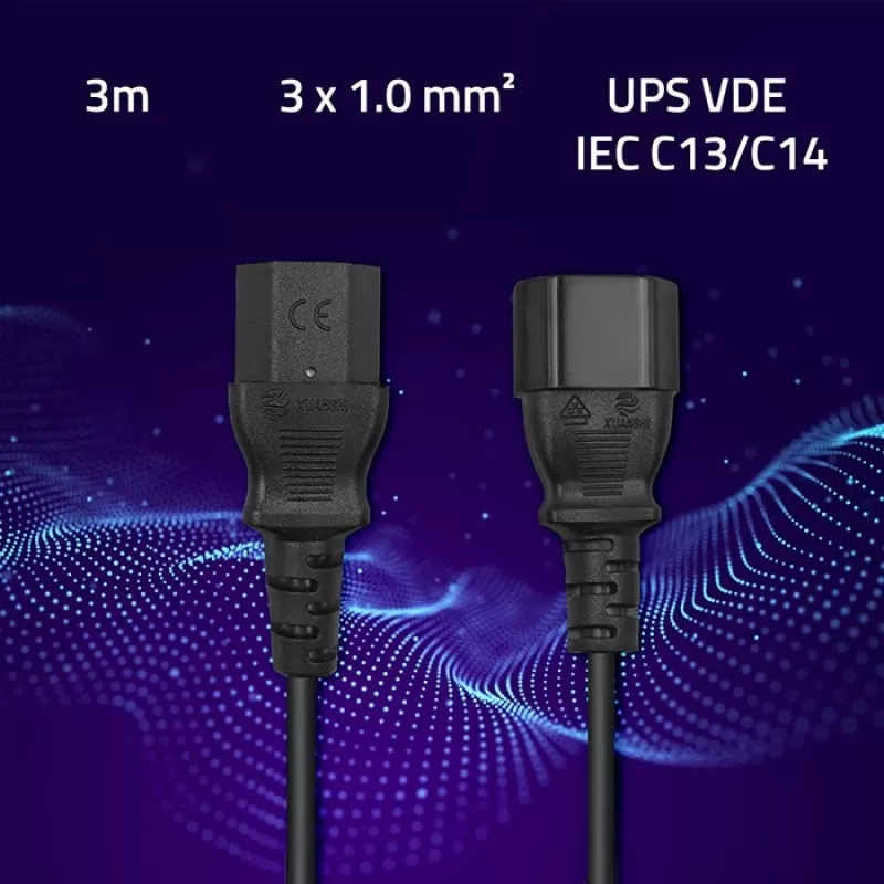 Strāvas kabelis Qoltec 53898, 3 m, IEC 320