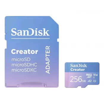 SanDisk Creator MicroSD atmiņas karte 256GB, ātrums līdz 190 MB/s
