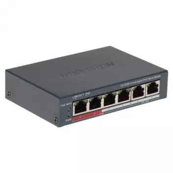 Tīkla slēdzis Hikvision DS-3E0106P-E/M(B) — 6 portu PoE Ethernet slēdzis