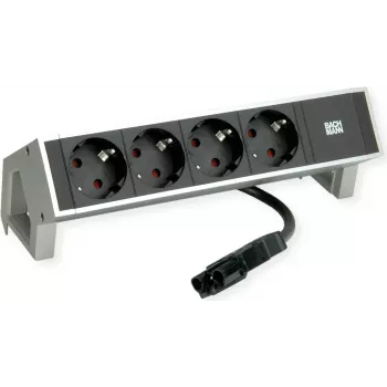 Bachmann DESK 2 – galda kontaktligdu modulis, 4× ligzdas, balts