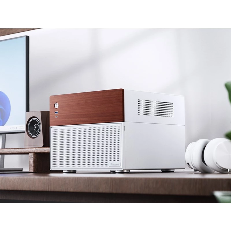 Jonsbo N4 WHITE mikrotornis Mini-ITX ar rūdītu stiklu