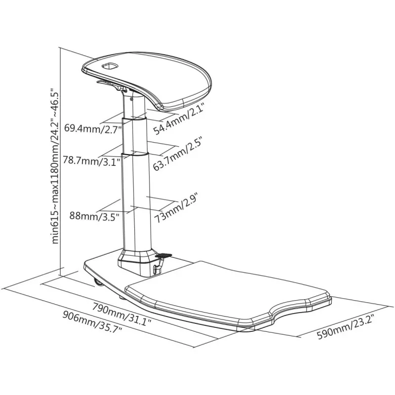 Ergonomiskais krēsls MACLEAN MC-872 — augstuma regulēšana, atpakaļatgāšanas mehānisms