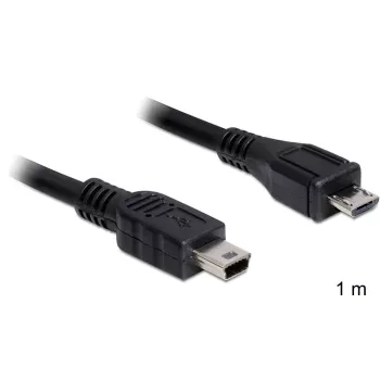 USB kabelis DeLOCK 83177 1m Micro-USB B / Mini-USB B Melns