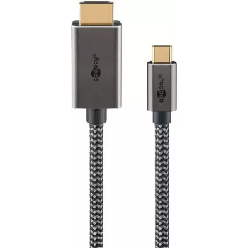 Goobay USB-C uz HDMI pīts kabelis 4K 60 Hz 3 m melns sudrabs (75701)