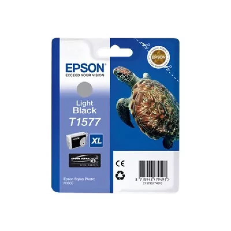 Epson Turtle T1577 Gaiši Melna, Augstas ietilpības (XL), Gaiši melna, Pigmenta tinte, 25.9 ml, 1 gab., 23000 lapas