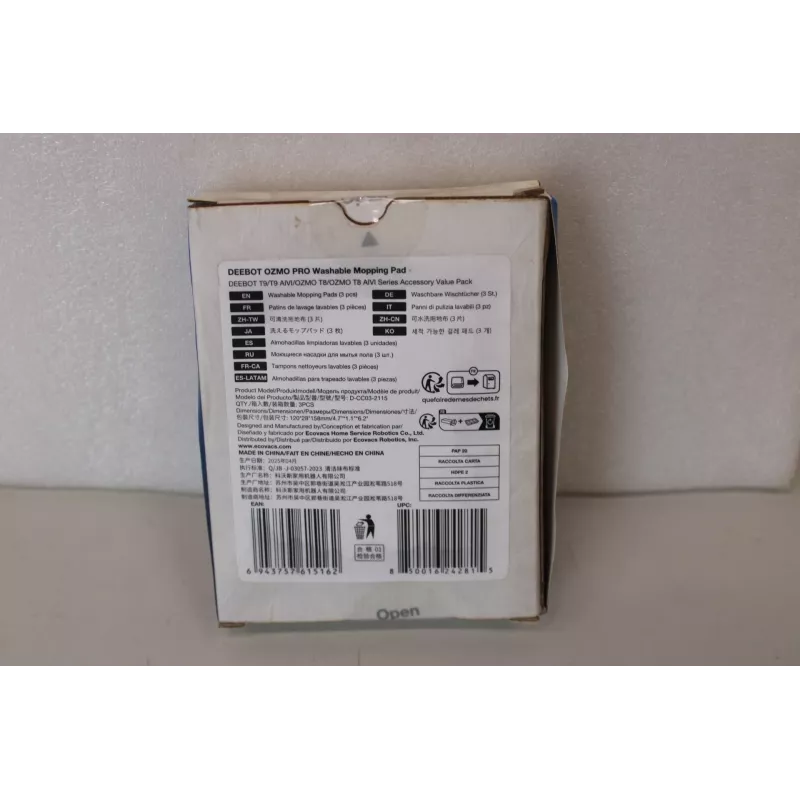 Ecovacs D-CC03-2115SO mazgājamas mopēšanas spilventiņi, 3 gab., bojāts iepakojums
