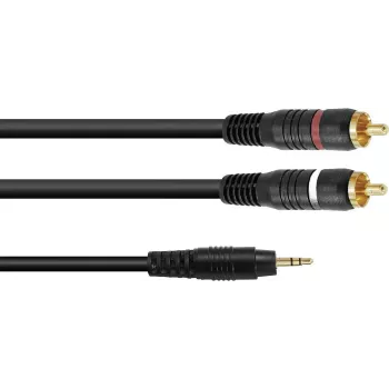 Audio adaptera kabelis Omnitronic 3,5 mm ligzda uz 2×RCA, 3 m