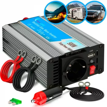 Automobiļu sprieguma pārveidotājs Extralink OPIM-500W 12V, 500W modificēts sinuss, alumīnija korpuss, aktīvā dzesēšana