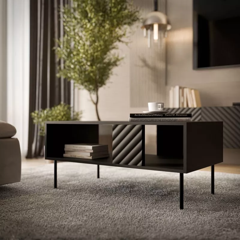 Kafijas galdiņš Cama Meble LUCCA 1000×550×460 mm taisnstūrveida melns