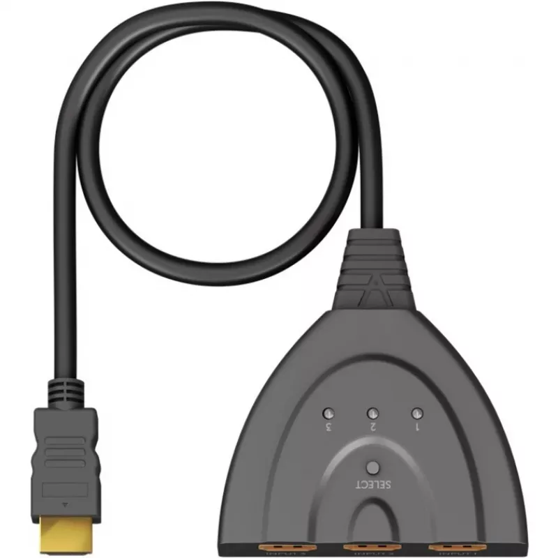 HDMI pārslēdzējs 3:1 (4K @ 60Hz), GOOBAY, melns, 55cm kabelis