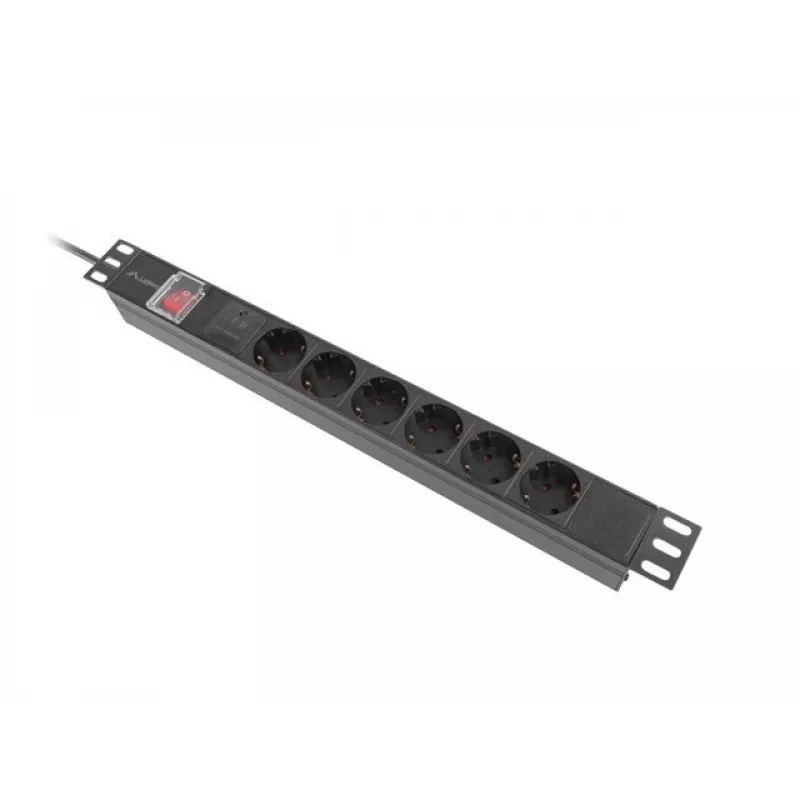 Lanberg PDU-05F-0200-BK strāvas sadalītājs (PDU) 5 kontaktligzdas 1U Melns