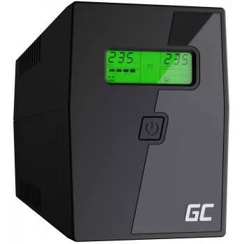 Nepārtrauktās barošanas avots Green Cell UPS02 0.8 kVA (480 W) Line-Interactive, LCD, 2x F tipa kontaktligzdas, USB-B, RJ-45, RJ-11