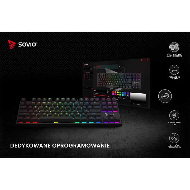 Savio mehāniskā tastatūra RGB Tempest X2 Outemu Brown