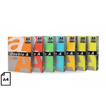 Krāsainais papīrs Double A, 80g, A4, 100 loksnes, Rainbow 5, 5 krāsas