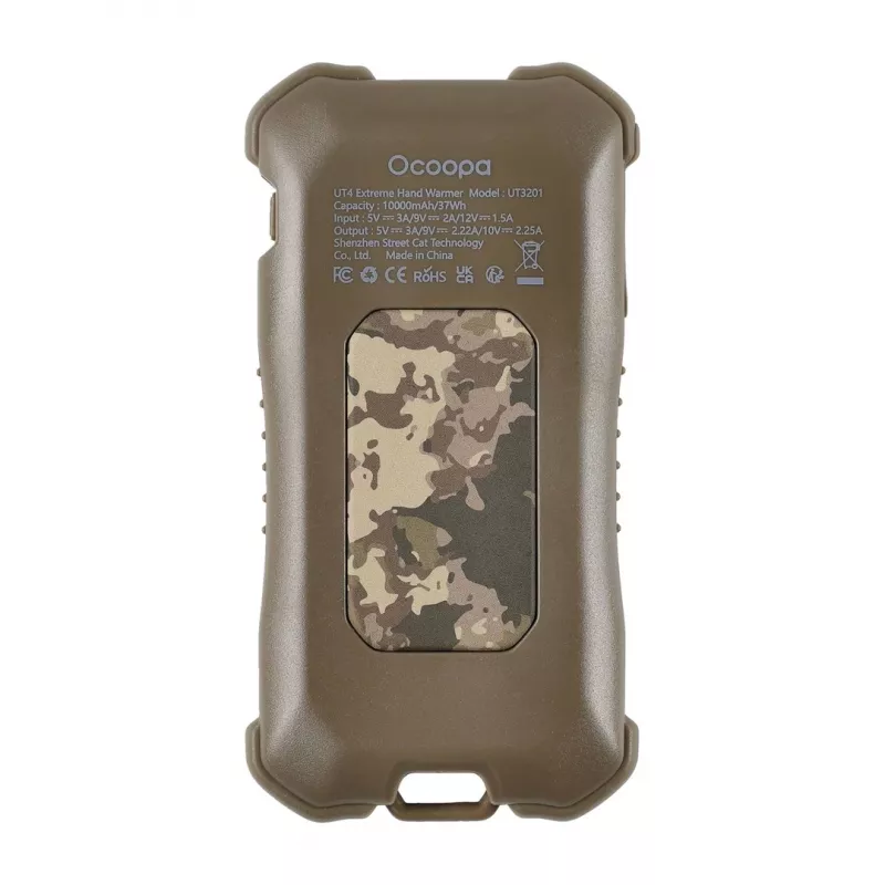 Sildītājs Ocoopa UT3201 Camouflage — Pārnēsājams keramikas sildītājs ar 10 000 mAh barošanas banku un līdz 18 h darbības laiku