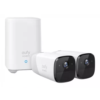 Eufy Security eufyCam 2 Pro bezvadu mājas drošības kameru sistēma, 2 kameru komplekts, 365 dienu akumulatora darbība, HomeKit saderība, 2K izšķirtspēja, IP67 ūdensizturība, nakts redzamība