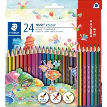 Krāsu zīmuļi Staedtler Noris colour 187 C18P1, 24 gab. (18+6)