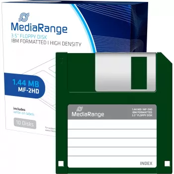 Disketes MediaRange MR200 3.5 collu 1.44 MB 10 gab. komplekts, sarkanas un dzeltenas