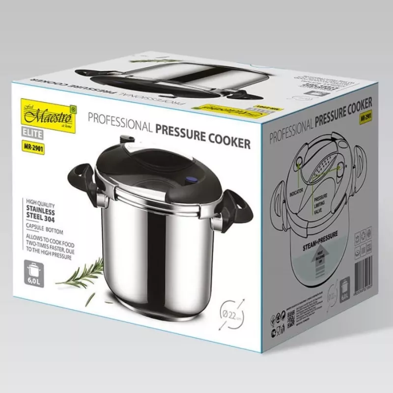 Maestro MR-2901 ātrpods uz plīts, 6 l, 22 cm, sudrabains, 80 kPa