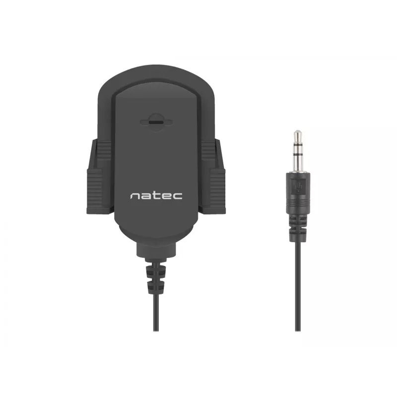 Saspraužamais mikrofons NATEC NMI-1352, vads 3.5 mm, jutība -58 dB, 50–16000 Hz, 1.8 m kabelis, 20 g
