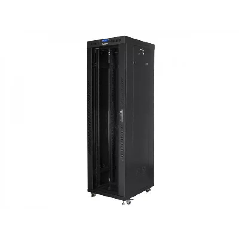 Brīvi stāvošs skapis LANBERG 42U FF01-6842-12BL 600×800×2127.5 mm, 1200 kg, IP20, atslēgas slēdzene, riteņi