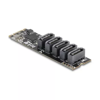 DELOCK 64241 M.2 (Key B+M) iekšējais SATA adapteris uz 5x SATA ar JMicron JMB585, LED indikatoriem, PC